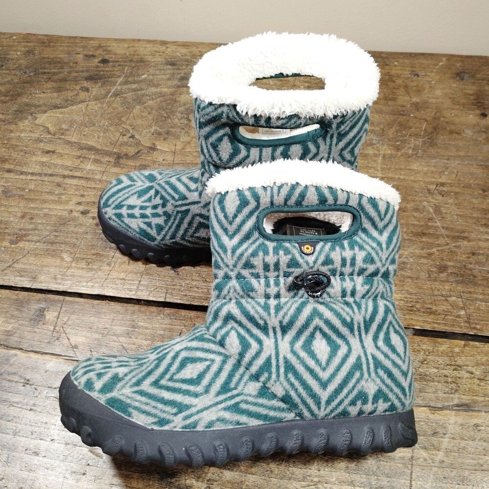 Bogs B-Moc Wool Winter Boots Sz 7 Faux Fur Snow Aztec Pull On